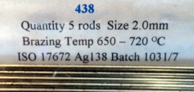 438 2.0mm � x 500mm (38%) Silver Solder